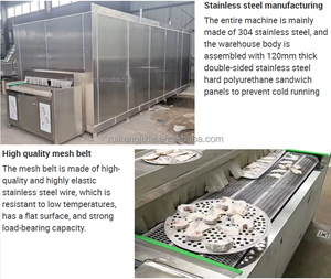 เครื่องแช่แข็งแบบอุโมงค์สำหรับการแปรรูปอาหารแช่แข็งอย่างต่อเนื่อง พร้อมส่วนประกอบหลักที่มีประสิทธิภาพสูงและกำลังการผลิต 200 กิโลกรัม/ชั่วโมง - Product Image 4