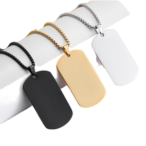 Colar Masculino Gaovo de Aço Inoxidável com Pingente de Cachorro, Joia da Moda à Prova d'Água com Padrão Gravado Personalizado para Homens - Product Image 1