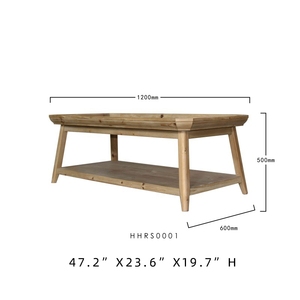 Simple Farmhouse Living Room Center Wood Coffee Table with Shelf Durable Wood Panel Style - Product Image 1