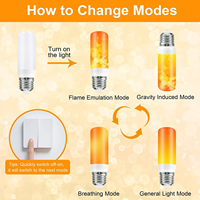 Ampoules LED à effet de flamme, 4 modes, effet inversé, culot E27, AC, à intensité variable, flamme vacillante, intérieur/extérieur, jardin, blanc chaud 3500K