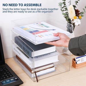 Khay Đựng Tài Liệu <span class=keywords><strong>Acrylic</strong></span> Có Thể Xếp Chồng Lên Nhau 4 Tầng Khay Sắp Xếp Tài Liệu Văn Phòng Để Bàn, Không Cần Lắp Ráp Khay Sắp Xếp Tài Liệu - Product Image 6