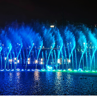 Fontaine musicale extérieure moderne en acier inoxydable contrôlée par DMX, avec lumières et jets d'eau dansants pour terrasse et sol