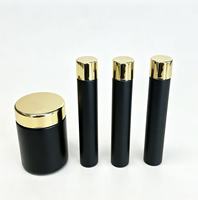 Pot en verre noir de 3,5 g et 7 g avec couvercle doré, résistant aux enfants, pour bonbons comestibles infusés, avec étiquette