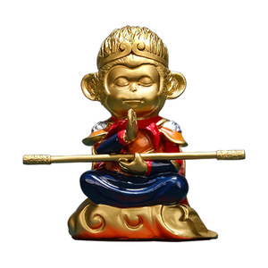 Figura de latón de Sun Wukong, diseño de dibujos animados, decoración Feng Shui para sala de estar, regalo de Año Nuevo chino, pieza única - Product Image 1