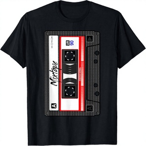 T-shirt unisexe enfant en coton/polyester, motif cassette audio vintage, mélange musical des années <span class=keywords><strong>90</strong></span>, tenue des années <span class=keywords><strong>80</strong></span> - Product Image 1