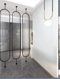 Cloison de séparation moderne en verre dépoli découpé au laser pour salon et salle de bain, 3 panneaux translucides, minimalistes et translucides - Product Image 4