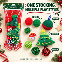 Ensemble de jouets de Noël pour chat : baguette interactive en peluche Père Noël et balle, cadeau de vacances pour chaton, idéal pour le jeu en intérieur