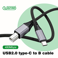 Cable de Impresora Multifunción con Conector USB2.0 Tipo C Macho a USB-B Macho, Recubrimiento de Fibra de Nailon Negro, Alta Velocidad de Datos, para Escáner, Fax y Sincronización
