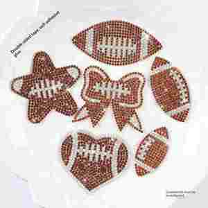 Accessoires DIY en gros : Patchs autocollants thermocollants en strass, motifs baseball, étoile, cœur, nœud - Product Image 1