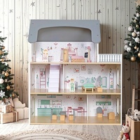 Mainan Model Mini rumah boneka kayu DIY kualitas tinggi berpura-pura bermain gaya busana 3D untuk anak perempuan KB0264