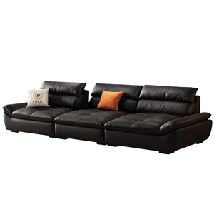 Moderno divano in vera pelle di lusso nuovo stile schienale regolabile in pelle nera Design speciale <span class=keywords><strong>per</strong></span> il <span class=keywords><strong>soggiorno</strong></span> <span class=keywords><strong>mobili</strong></span> interni - Product Image 1