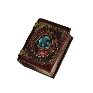 Custom table top decoration dice or jewelry storage box Hand painted resin Eye Of The Dragon book shaped Trinket Box