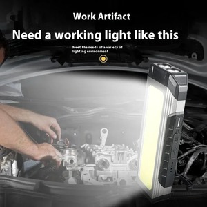 Luz de trabajo COB, linterna LED recargable por USB, banco de energía 18650, lámpara portátil para acampar con imán, linterna impermeable - Product Image 4