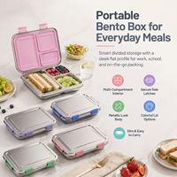 Boîte à lunch Aohea en acier inoxydable 304 de qualité alimentaire, sans BPA, 3 compartiments, pour la conservation de la fraîcheur, avec impression personnalisée, étanche