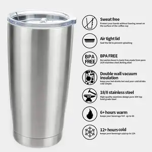 Bền Vững Đôi Tường Thực Phẩm Lớp #304 Thép Không Gỉ Termos Chân Không Xe Mug 20Oz Skinny Travel Coffee Tumbler