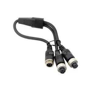 vehicle camera gx 12 4pin aviation female splitter audio video cable male connector for two camera cctv monitors