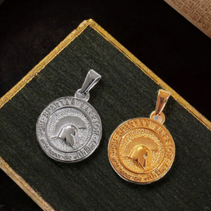 Collier pendentif pièce de monnaie guerrier spartiate vintage, chaîne à maillons en acier inoxydable, bijou unisexe, cadeau - Product Image 2