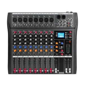 Professional 8 Channel Professional Audio Sound Mixer USB Audio Mixer DJ Mixing Console