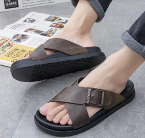 Sandales pour hommes à bout ouvert, commerce extérieur transfrontalier, antidérapantes, imperméables, résistantes à l'usure, plage, style senior, vente en gros - Product Image 4