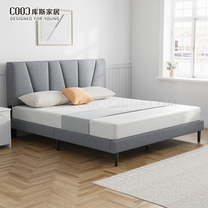 Estructura de cama moderna, plataforma tapizada con cabecero de sarga, juegos de dormitorio tamaño king <span class=keywords><strong>Queen</strong></span>, muebles - Product Image 1