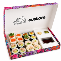 Boîte à sushi personnalisée professionnelle avec compartiment séparateur, insert pour sauce, plateau, emballage à emporter pour sushi bento