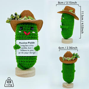Jouet au crochet artisanal, figurine de dessin animé adorable, décoration de bureau, cadeau de fêtes, concombre avec chapeau de cowboy et base (Carte B), canard à longues pattes - Product Image 2