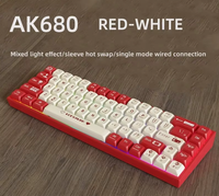 Clavier mécanique filaire AK680 E-sports, clavier mécanique pour jeux sur ordinateur, RGB, à touches remplaçables à chaud
