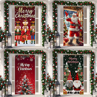 Penutup Pintu Natal Latar Belakang Santa Claus Tirai Poliester Hiasan Gantung Dekorasi Pesta Liburan Dekorasi Dinding Rumah Kustom