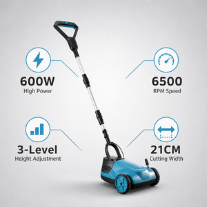 Cortacésped Inalámbrico de 20V y 600W, Recortadora de Césped Eléctrica, Cortadora de Césped Manual sin Escobillas con Altura de Corte Ajustable para Jardín Doméstico - Product Image 4