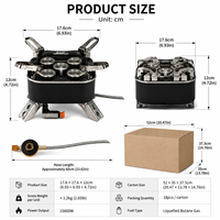 Réchaud à gaz portable en acier inoxydable, type split, pour pique-nique en extérieur, avec design pliable, résistant au vent, capacité 3-5 personnes