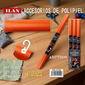 Rotolo di accessori in similpelle Ilan 50x70cm, pelle sintetica arancione per progetti fai da te - Product Image 2