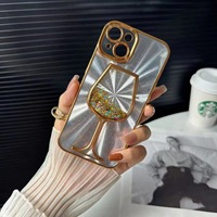 Pour iPhone16/15/14promax plastique colle souple galvanoplastie feuille de paillettes sables mouvants talon haut verre à vin coque de téléphone transparente