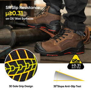 Bottes de sécurité mi-montantes en cuir marron DSF53 pour le travail, la randonnée et les activités tactiques, toutes saisons, fabriquées en Chine - Product Image 2