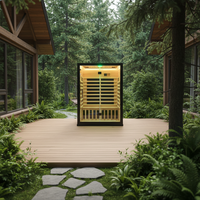 Kabin Sauna Kayu Solid Inframerah Jauh untuk 2 Orang, Harga Pabrik Murah, Dilengkapi Panel Kontrol dan 220V untuk Penggunaan Dalam dan Luar Ruangan