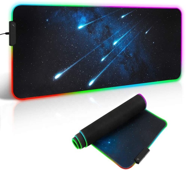 Custom Logo Extended Large XXL Micro Woven Cloth Glowing Lighting RGB LED Gaming Mouse Pad
