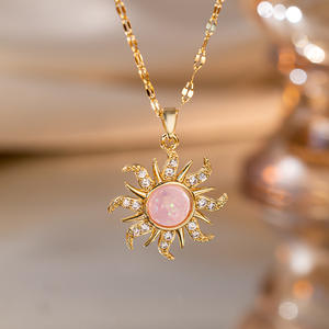 महिलाओं के लिए नया आगमन स्टेनलेस स्टील हार अनियमित सूरजमुखी ज़िरकॉन स्टार नेकलेस टाइटेनियम स्टील गहने - Product Image 1