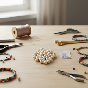 ILAN Perline in Legno Bianche da 10mm, 40 Pezzi per Creazione di Gioielli - Product Image 2