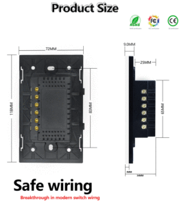 Saklar Sentuh Dinding Otomatisasi Rumah Pintar <span class=keywords><strong>3</strong></span>-Gang <span class=keywords><strong>2</strong></span>-Arah Tiang Tunggal Panel Kaca 2000W Standar AS Hitam Putih - Product Image 6