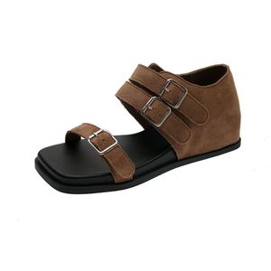 Elegant French Open Toe Roman Short <b>Boots</b> Hidden Wedge Heel Unique Style Ladies Outdoor <b>Summer</b> Sandals - Product Image 4