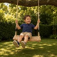 Chaise suspendue balançoire pour bébé en bois avec corde, pour extérieur et jardin, avec support de rangement pour outils