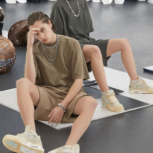 Difan เสื้อยืดผู้ชายไซส์ใหญ่วินเทจแอซิด-ผ้าฝ้ายนุ่ม, ไม่มีแท็ก, ดำ/เทา, 250GSM - Product Image 3