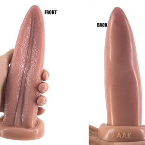 FAAK Lifelike Tongue 20cm Anal Rotating Homemade Anal Toy Skin Color Flexible Soft Tongue Shape <b>Dildo</b> for Clitoral Masturbation - Product Image 4