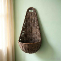 Panier mural suspendu en osier tressé fait main par des artisans - Écologique, durable, résistant à la chaleur, pour la décoration de la maison et du jardin