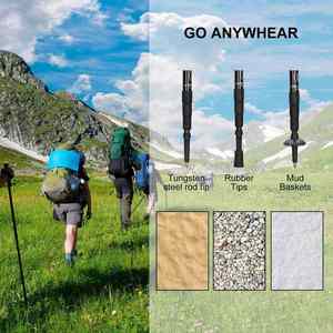 Bâton de randonnée rétractable en alliage d'aluminium pour l'extérieur, canne de trekking et de marche avec logo personnalisé, vente en gros - Product Image 5