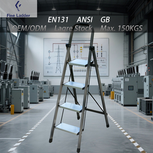 Escaleras telescópicas domésticas al por mayor de fábrica, escalón plegable grueso, escalera de hierro de tres <span class=keywords><strong>cuatro</strong></span> cinco seis escalones - Product Image 1