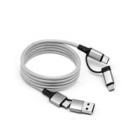 Câble de charge rapide magnétique rétractable tressé 4-en-1 avec logo et couleur personnalisés, 60W USB-A vers Type-C, compatible universel
