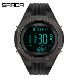 SANDA-reloj deportivo para hombre, cronógrafo Digital LED con termómetro ambiental, resistente al agua - Product Image 3