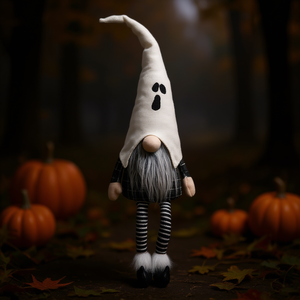 Gnomo decorativo de Halloween con sombrero de fantasma blanco, figura de tela de 4 pulgadas para decoración navideña - Product Image 2