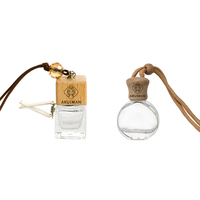 Flacon de parfum en verre noir avec couvercle en bois Diffuseur suspendu de voiture de 10ml avec impression personnalisée et logo