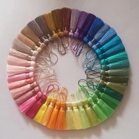 Sjzmm personnalisé pompon soyeux 4cm avec boucle pour bijoux 100% glands de fil de soie pour signets gland boucles d'oreilles pour femmes